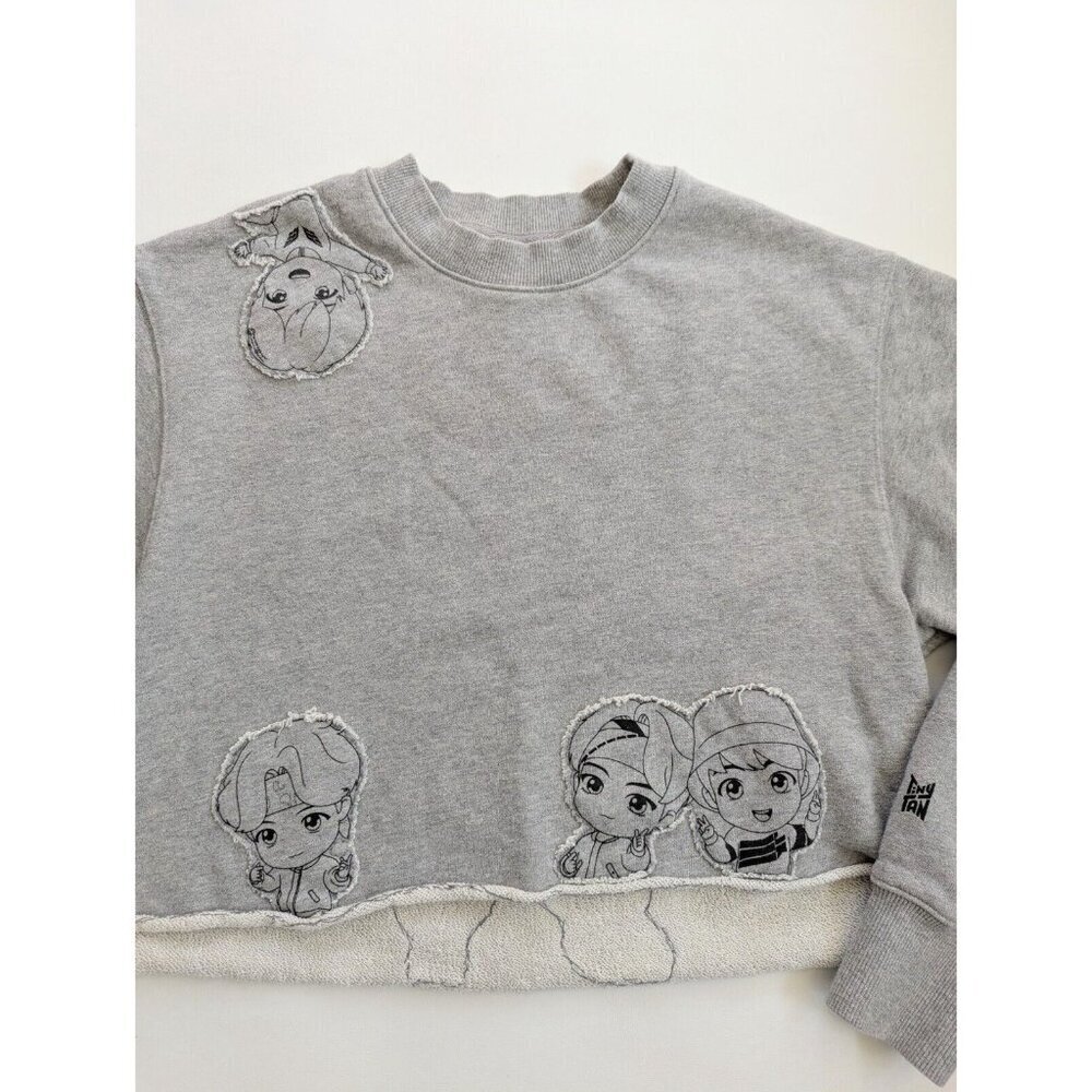 BTS Official Sweatshirt Modified Tiny Tan Cropped Sweatshirt Size M - Picture 9 of 13